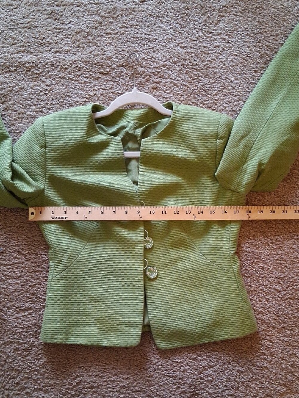 Vintage Armani Collezioni Olive Green Textured Jacket & Dress Set - Picture 13 of 14